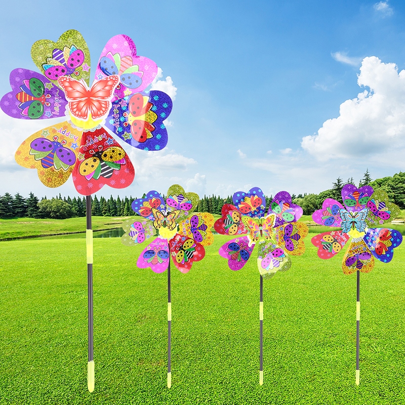 Kids Outdoor Play Area - 1Pc Colorful Sequin Windmill Cartoon Animal
