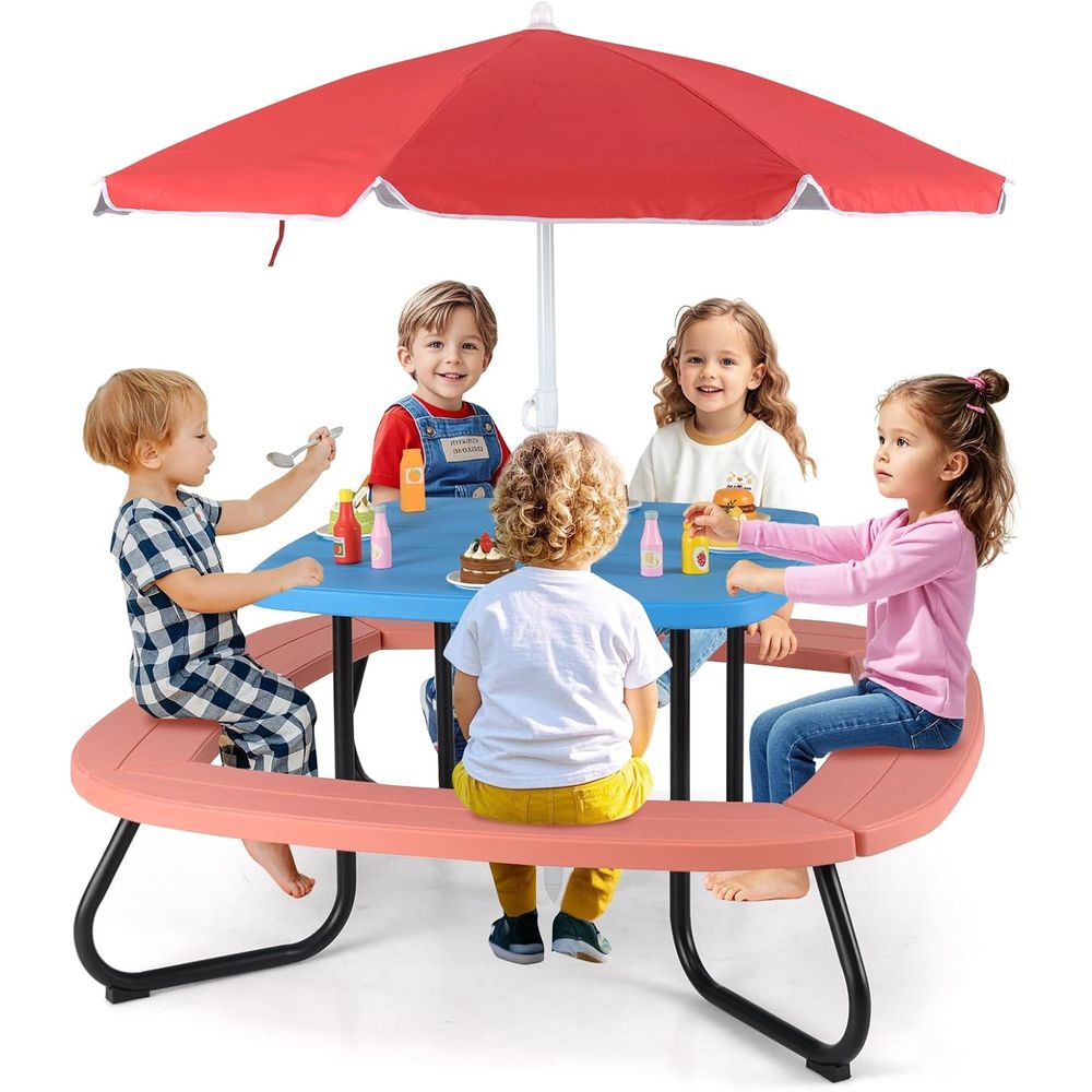 Kids Outdoor Bench - Kids Picnic Table, 8 Person Toddler
