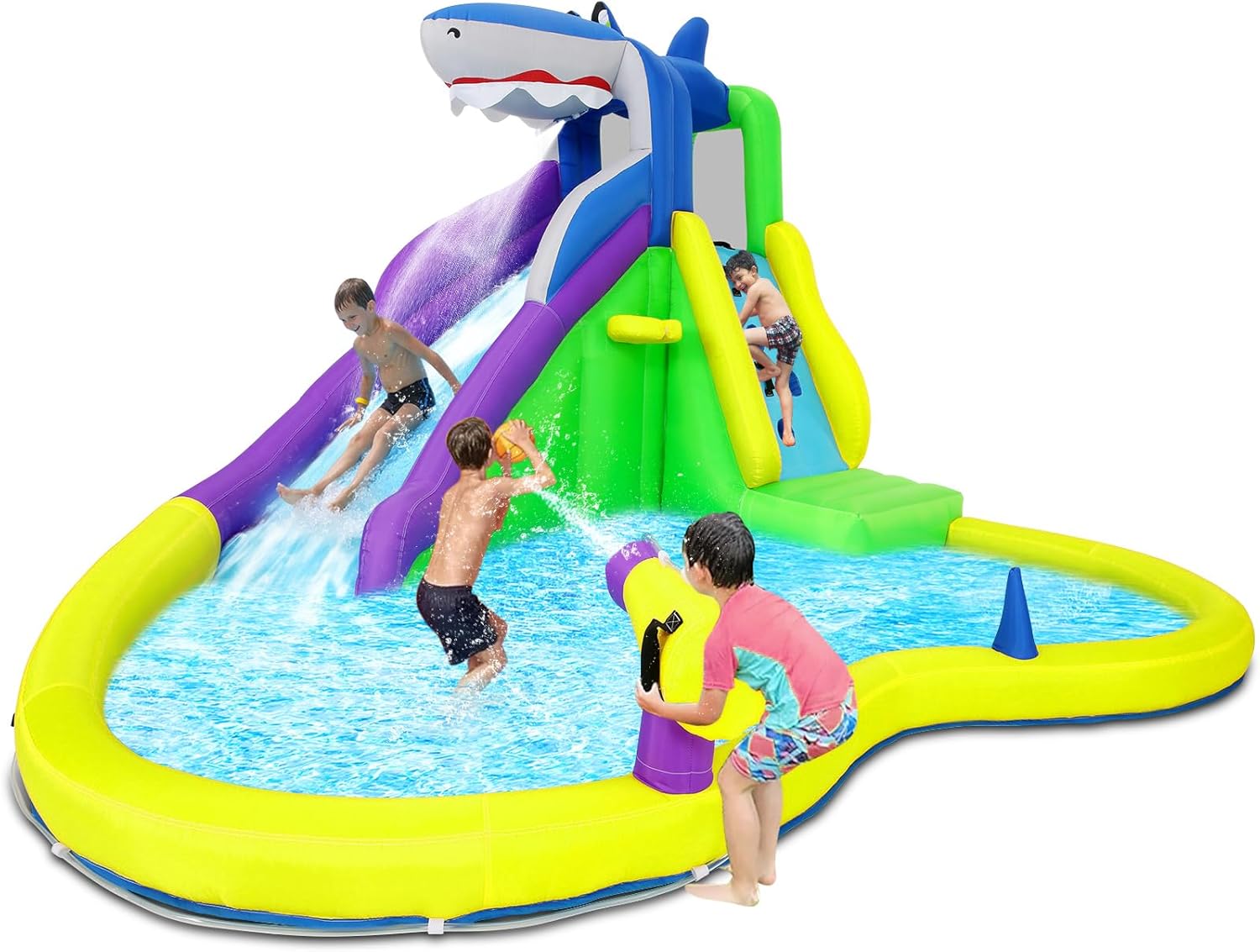 Kids Outdoor House With Slide - 13x14FT Inflatable Bounce House with Water