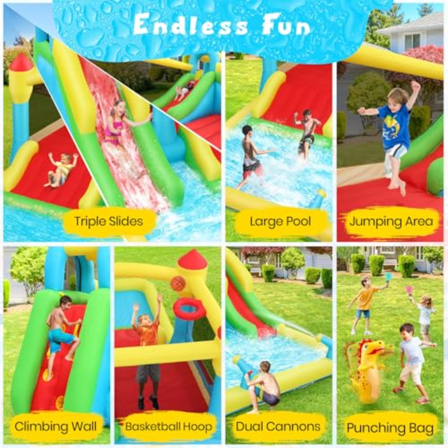 Outdoor/Indoor inflatable wate - Kids Outdoor House With Slide ulasan dan harga