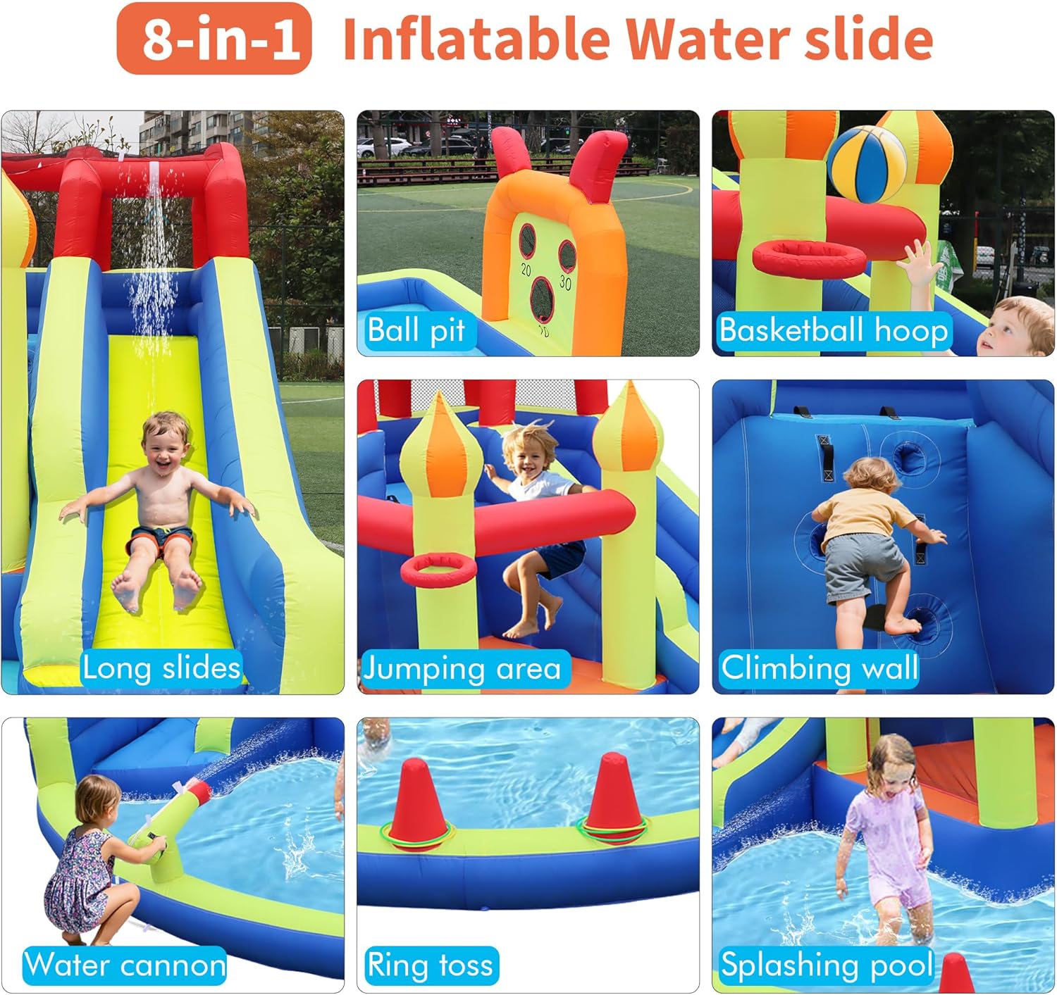 Kids Jumping Castle with Two L - Kids Outdoor House With Slide ulasan dan harga