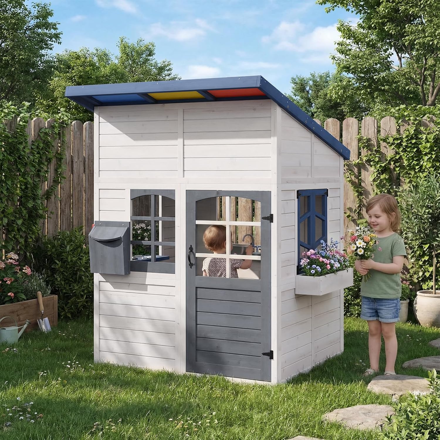 Wooden Kids Outdoor Playhouse  - Kids Outdoor Bench ulasan dan harga