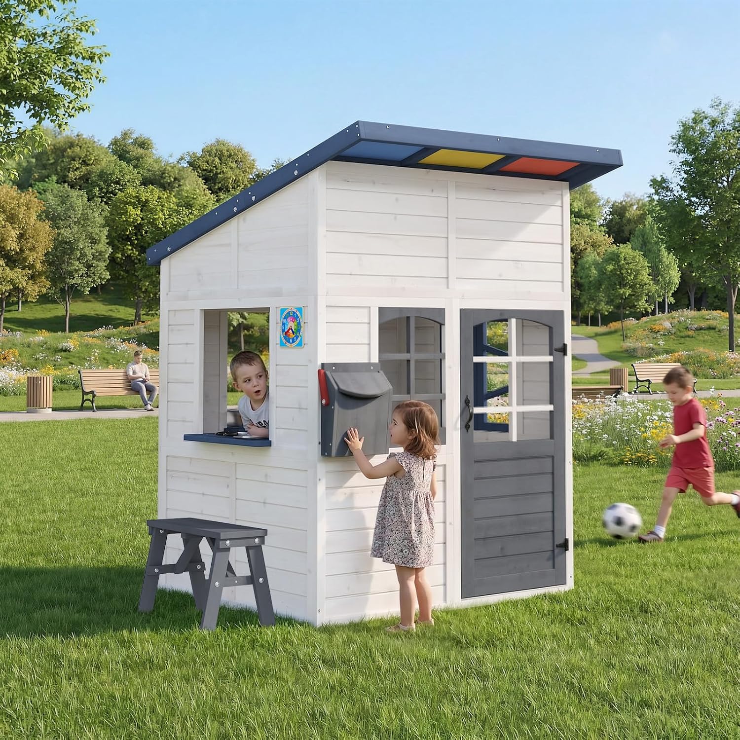 Wooden Kids Outdoor Playhouse  - Kids Outdoor Bench ulasan dan harga