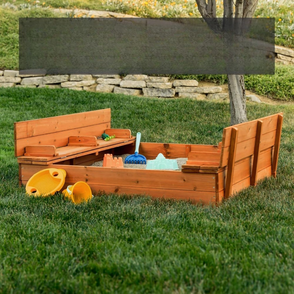 Large Outdoor Kids Sandbox wit - Kids Outdoor Bench ulasan dan harga