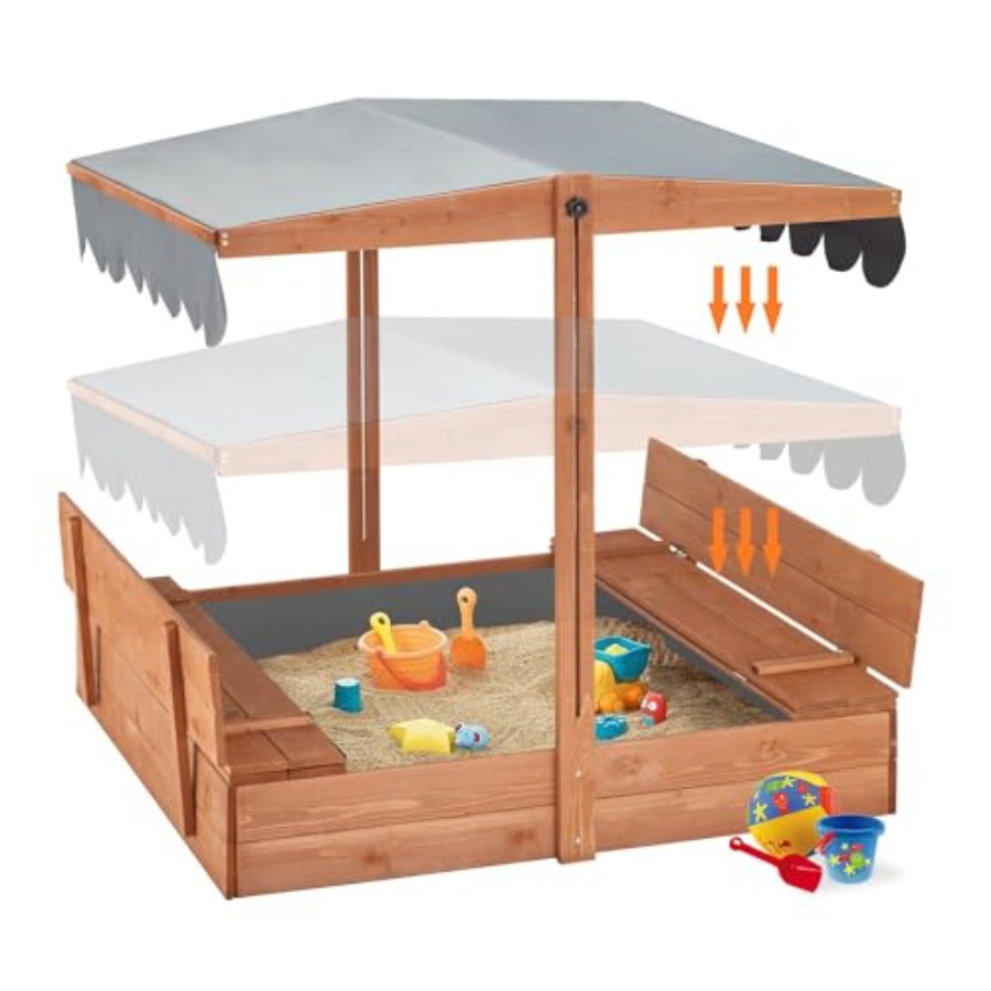 Outdoor wooden sandbox with li - Kids Outdoor Bench ulasan dan harga