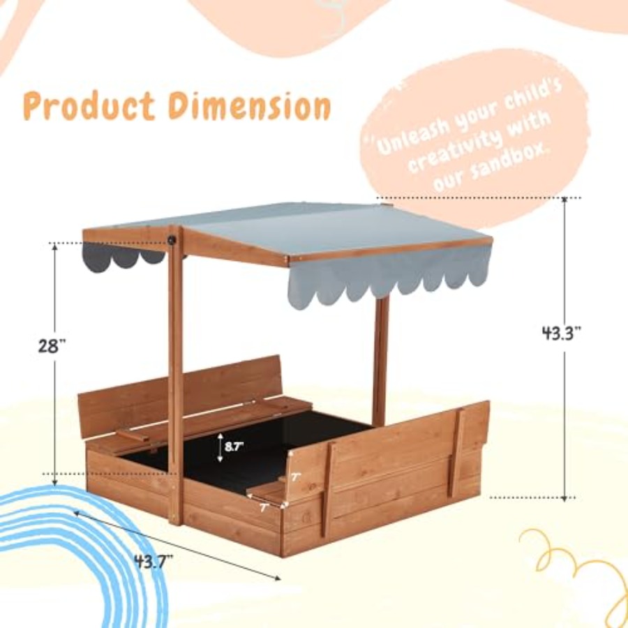 Outdoor wooden sandbox with li - Kids Outdoor Bench ulasan dan harga