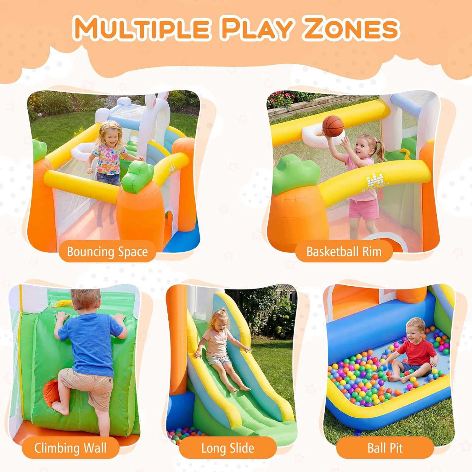 Inflatable Bounce House with B - Kids Outdoor House With Slide ulasan dan harga