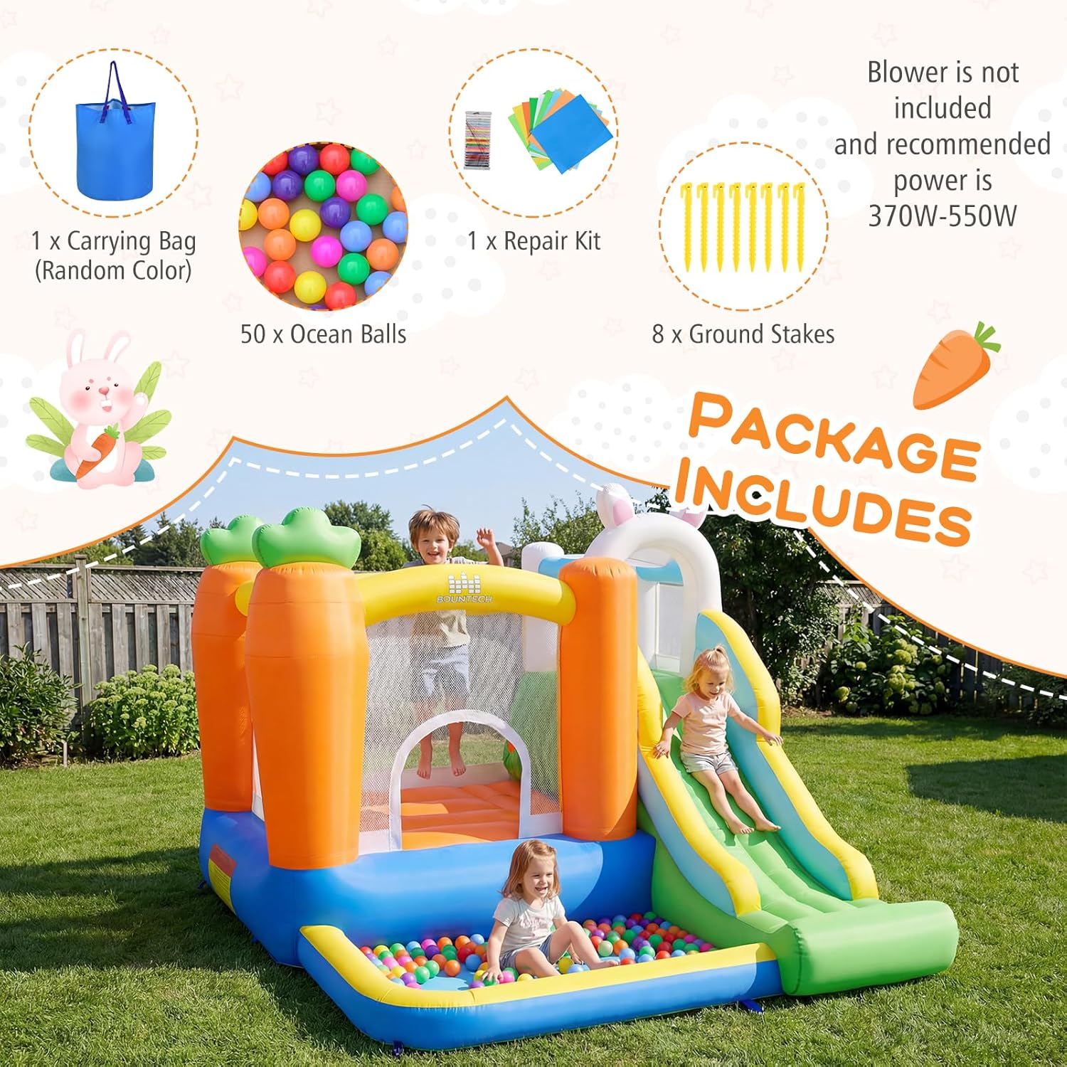 Inflatable Bounce House with B - Kids Outdoor House With Slide ulasan dan harga