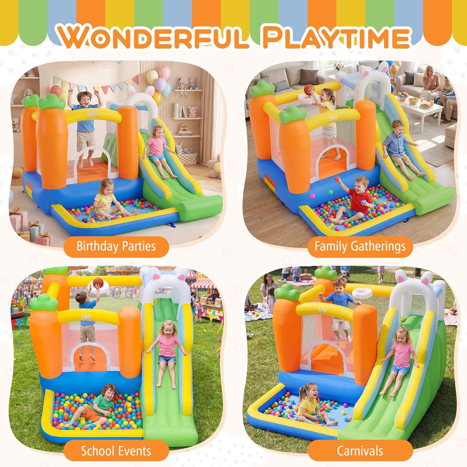Inflatable Bounce House with B - Kids Outdoor House With Slide ulasan dan harga