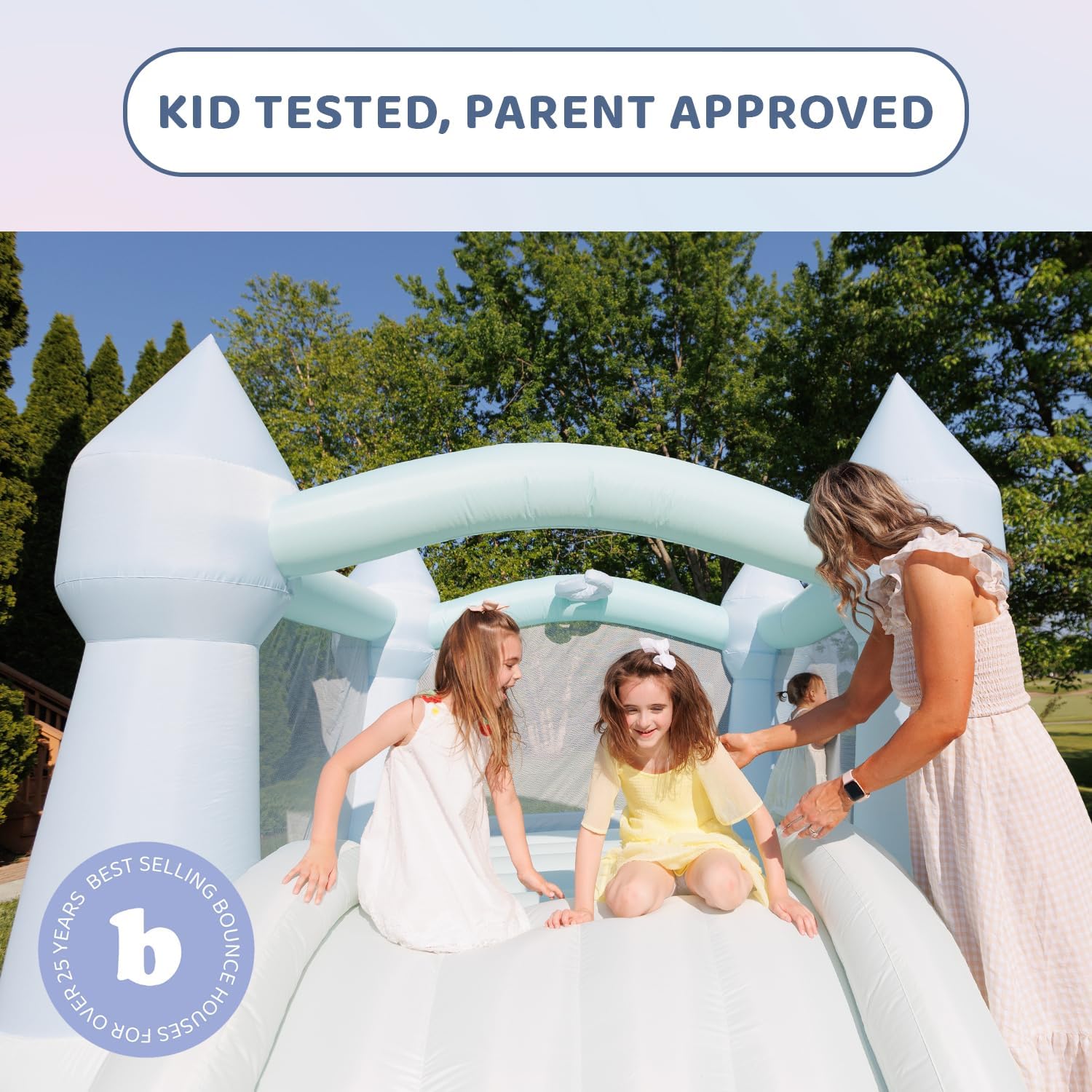 Pastel Bounce House with Slide - Kids Outdoor House With Slide ulasan dan harga