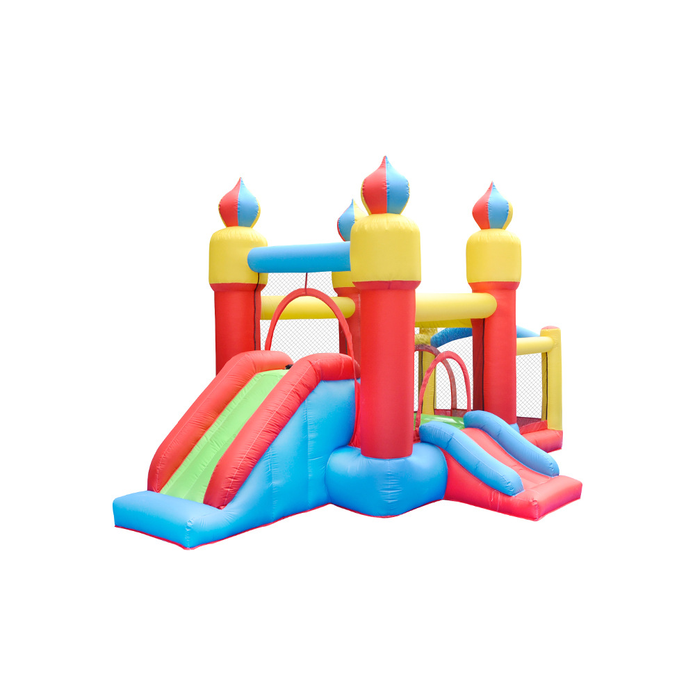 In Stock Kids Inflatable Bounc - Kids Outdoor House With Slide ulasan dan harga