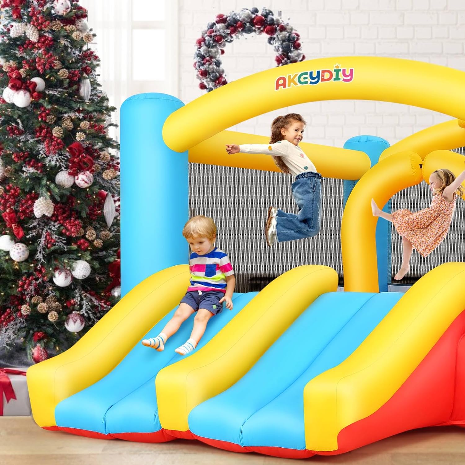 Inflatable Bouncy Castle with  - Kids Outdoor House With Slide ulasan dan harga