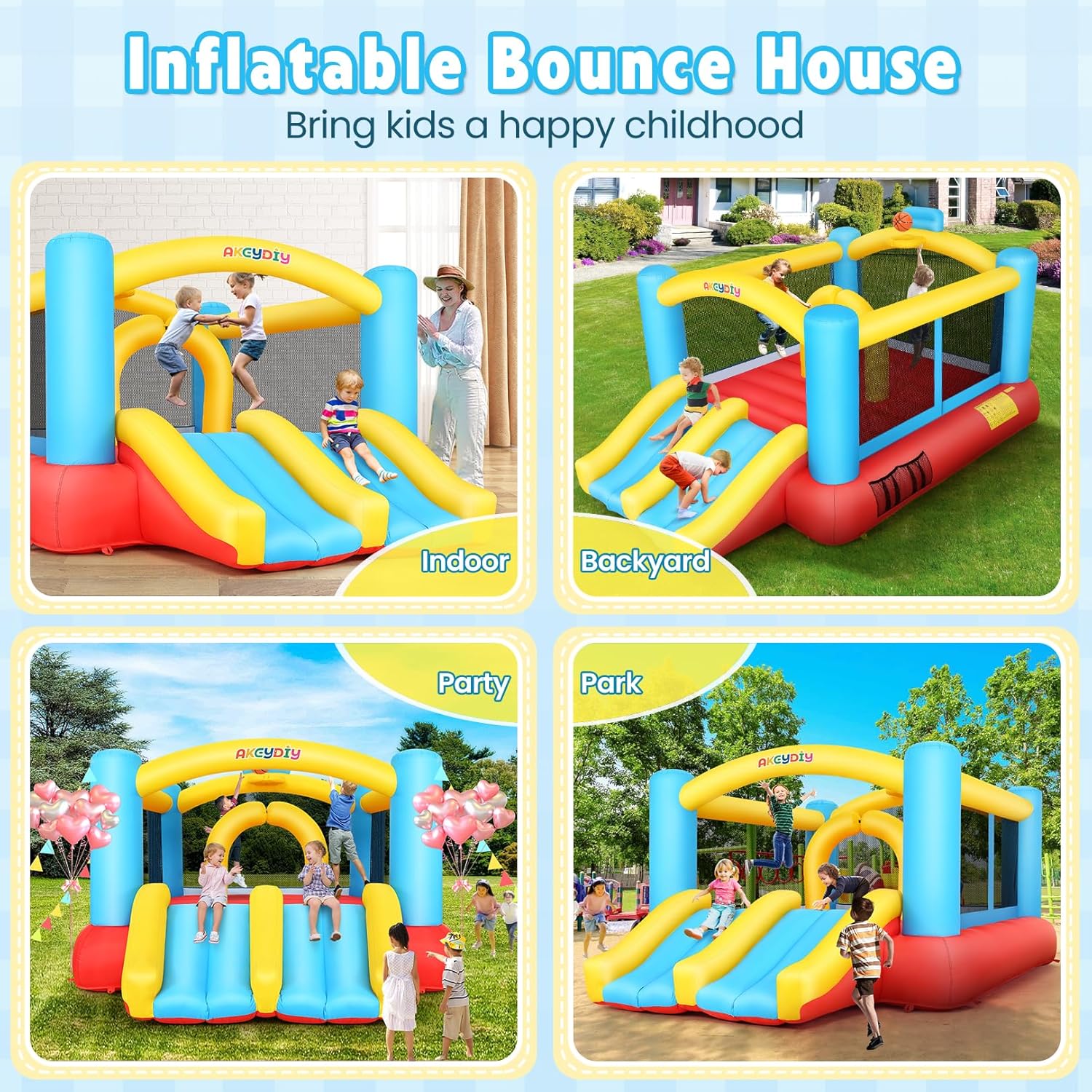 Inflatable Bouncy Castle with  - Kids Outdoor House With Slide ulasan dan harga
