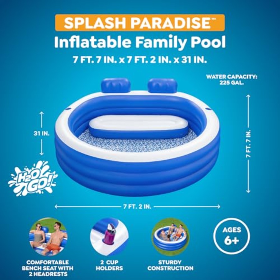 Inflatable Family Pool, Splash - Kids Outdoor Bench ulasan dan harga