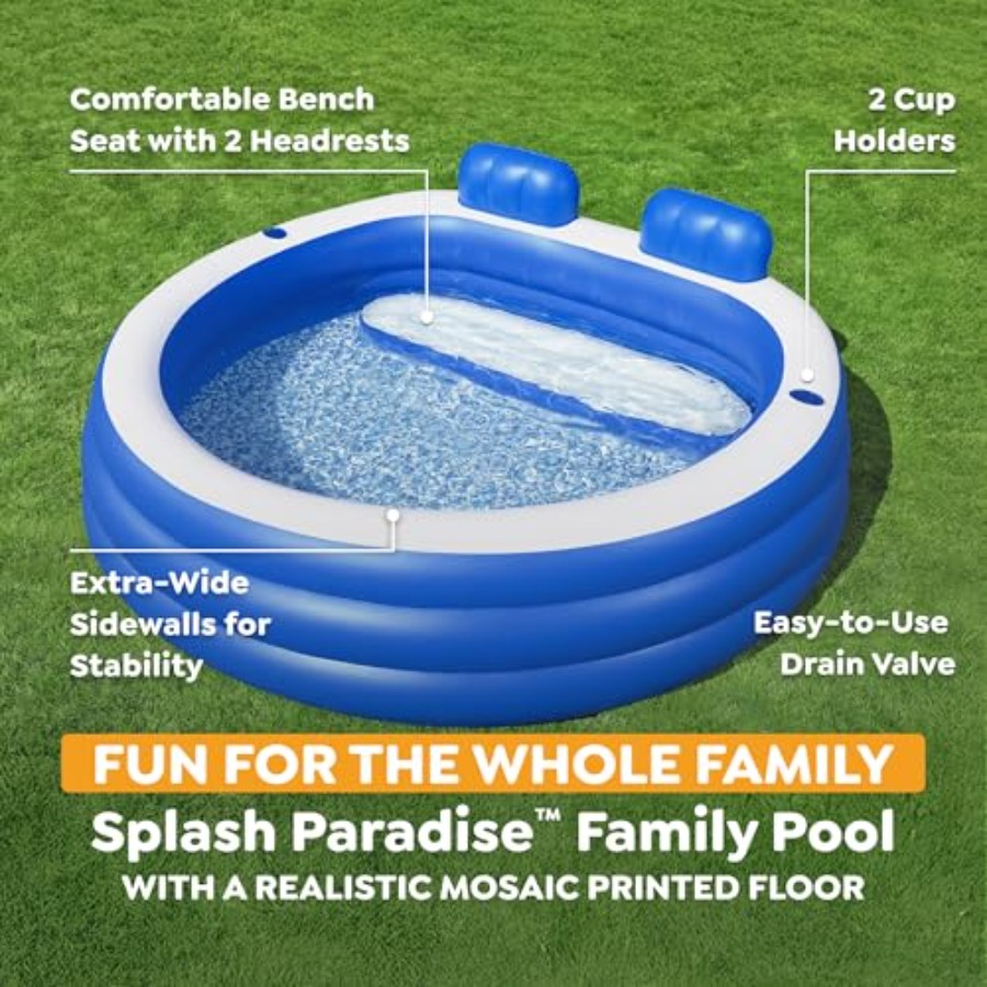 Inflatable Family Pool, Splash - Kids Outdoor Bench ulasan dan harga