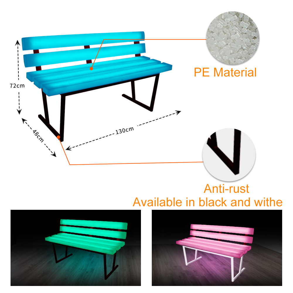 12V RGB LED Illuminated PE Pla - Kids Outdoor Bench ulasan dan harga