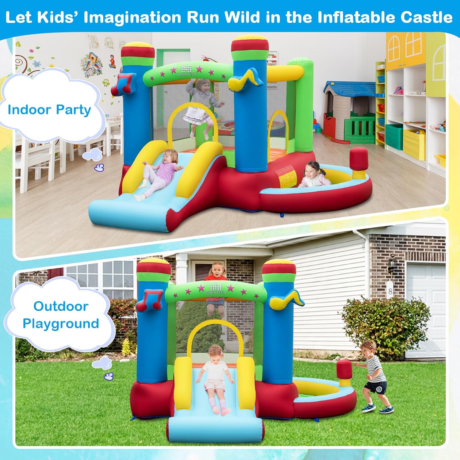 Inflatable Bounce House with B - Kids Outdoor House With Slide ulasan dan harga