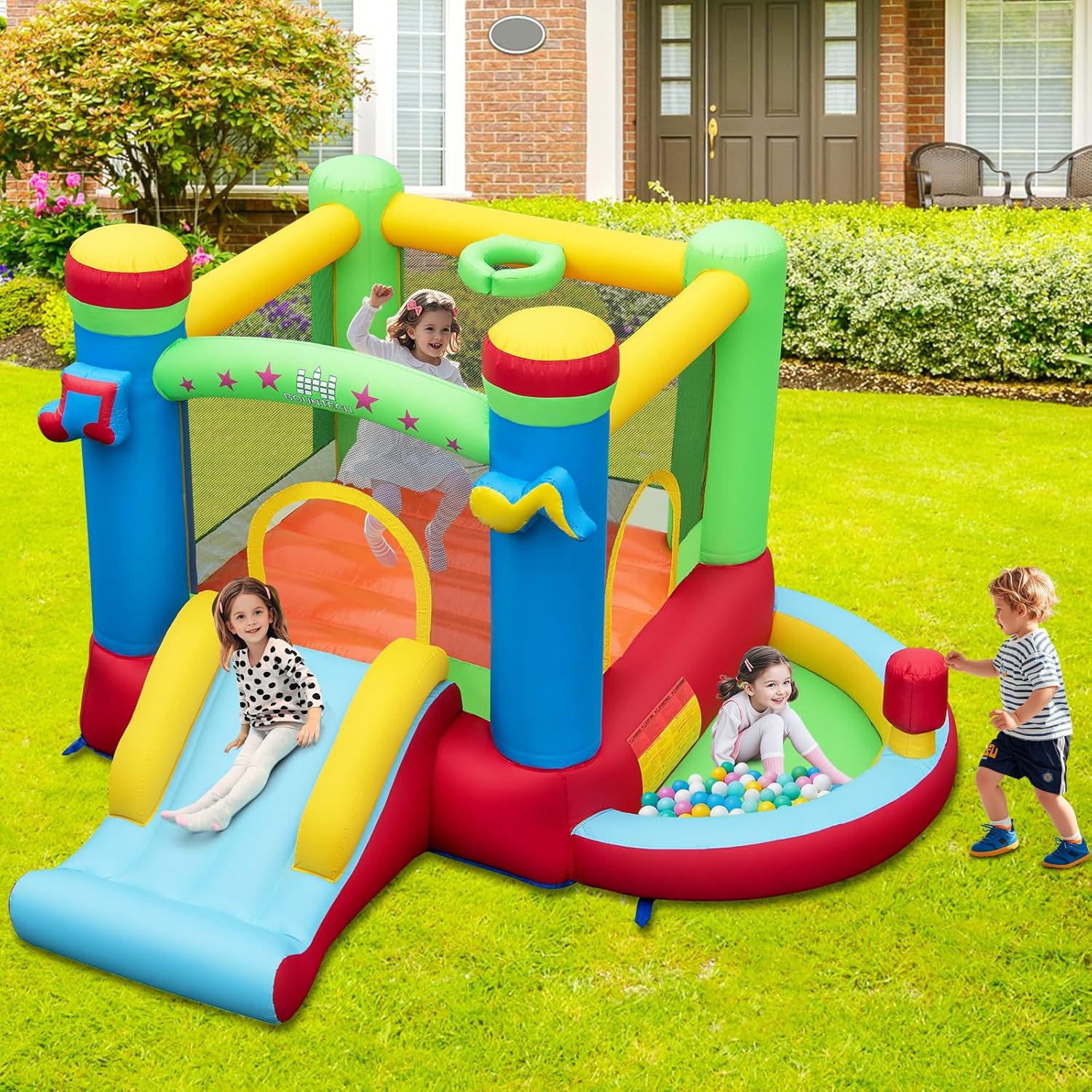 Inflatable Bounce House with B - Kids Outdoor House With Slide ulasan dan harga