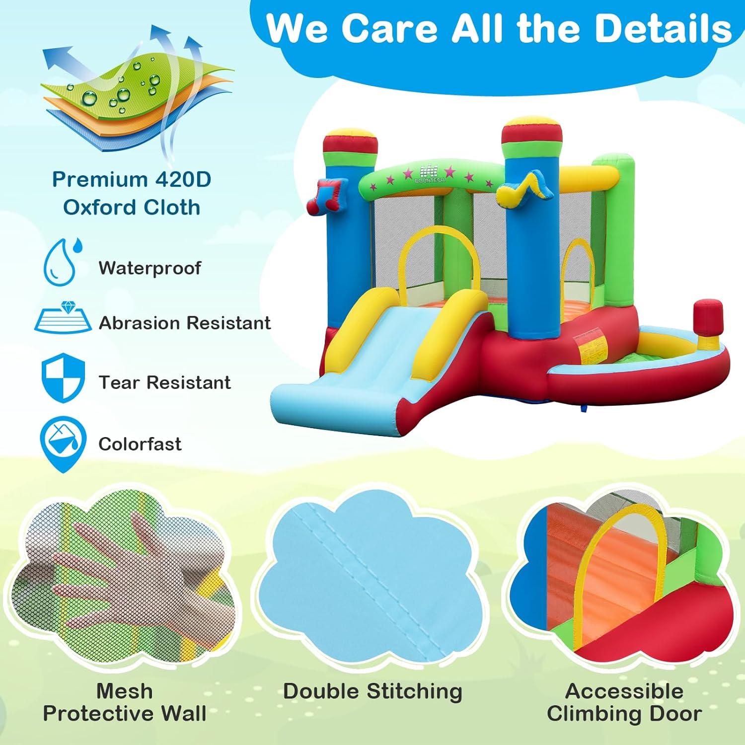 Inflatable Bounce House with B - Kids Outdoor House With Slide ulasan dan harga