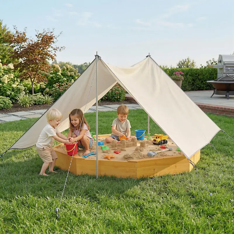 Qaba Wooden Sandbox with Large - Kids Outdoor Bench ulasan dan harga