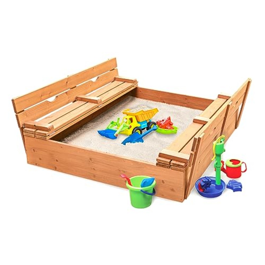 Outdoor wooden sandbox with li - Kids Outdoor Bench ulasan dan harga