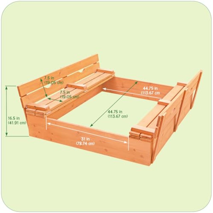 Outdoor wooden sandbox with li - Kids Outdoor Bench ulasan dan harga