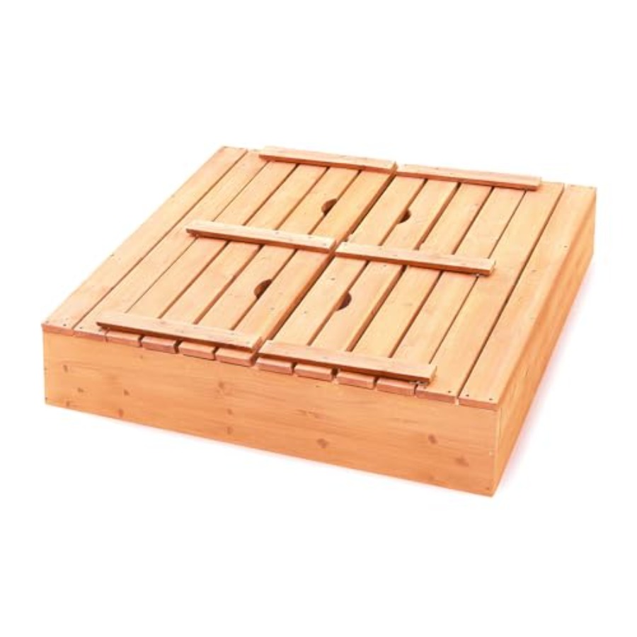 Outdoor wooden sandbox with li - Kids Outdoor Bench ulasan dan harga