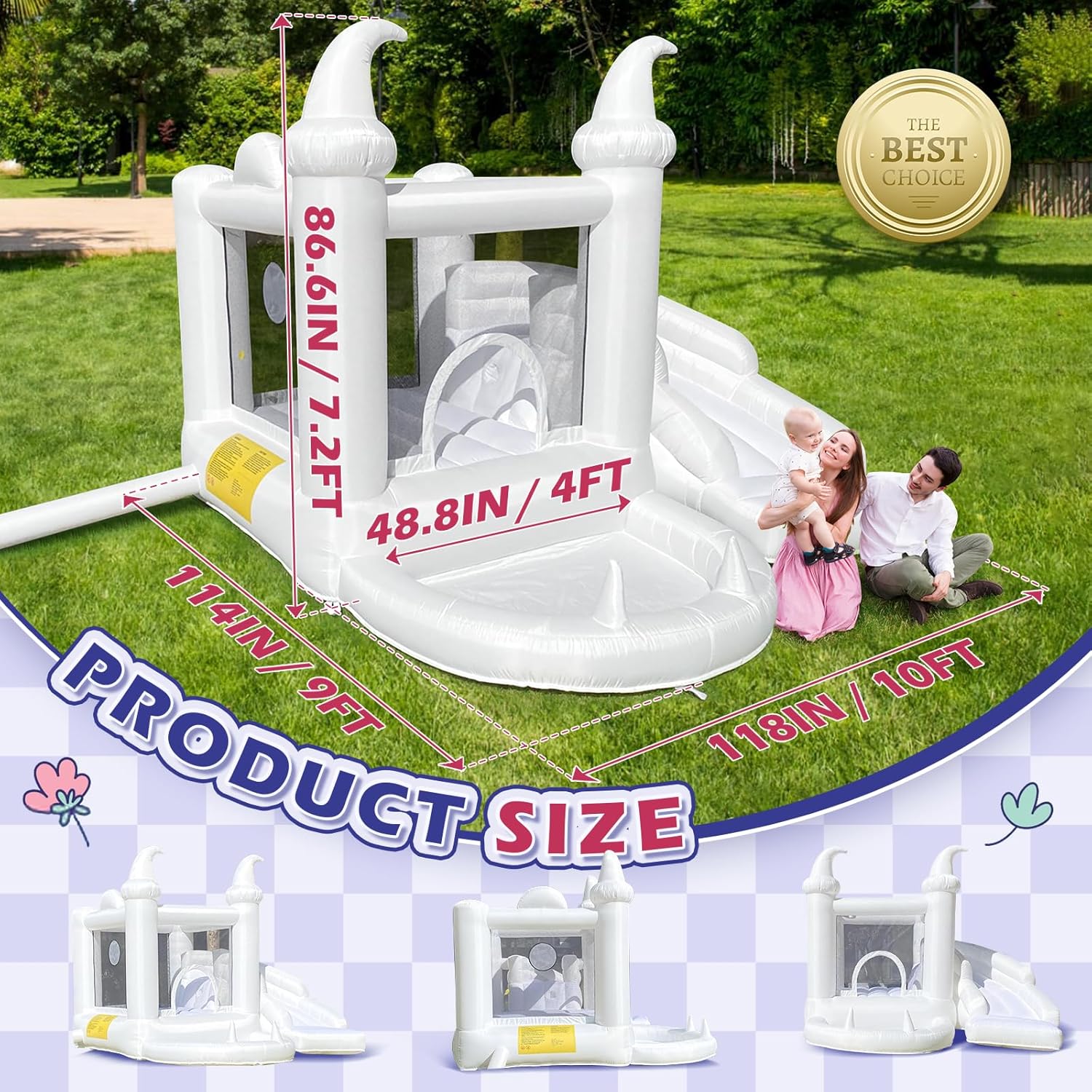White Inflatable Bouncy Castle - Kids Outdoor Play Area ulasan dan harga