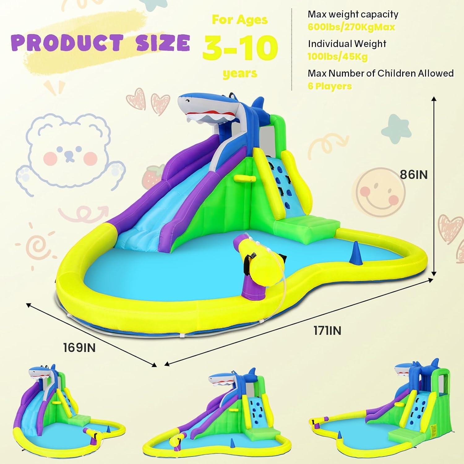 13x14FT Inflatable Bounce Hous - Kids Outdoor House With Slide ulasan dan harga