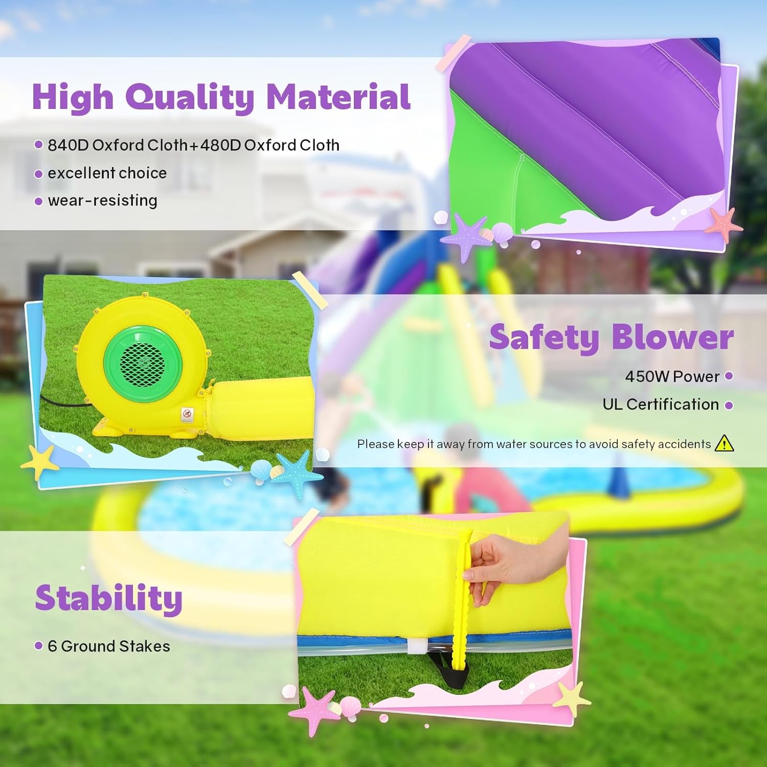 13x14FT Inflatable Bounce Hous - Kids Outdoor House With Slide ulasan dan harga