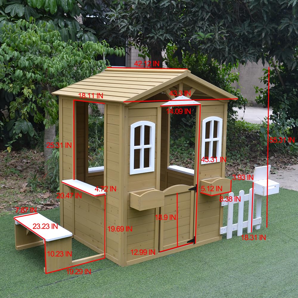 Cedar Wooden Playhouse Kids Ou - Kids Outdoor Bench ulasan dan harga