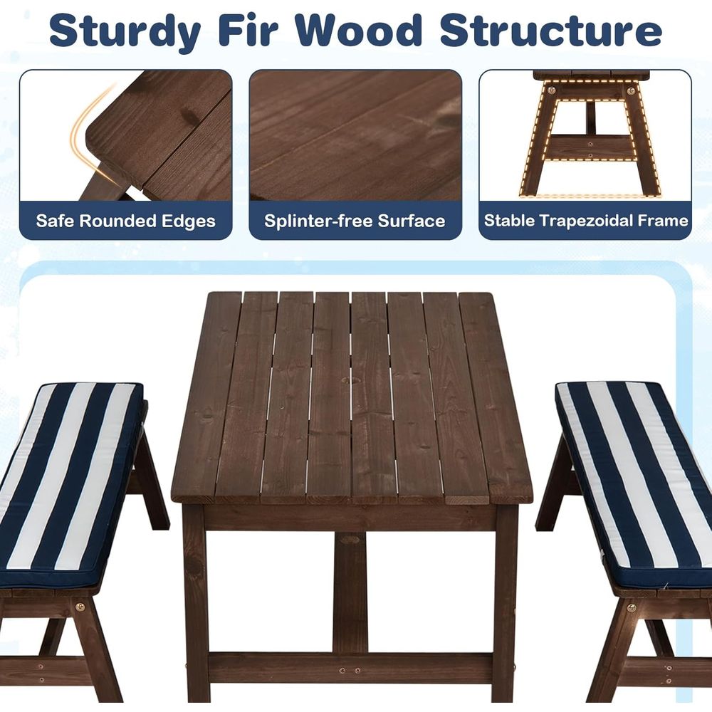 Kids Picnic Table, ir Wood Tod - Kids Outdoor Bench ulasan dan harga