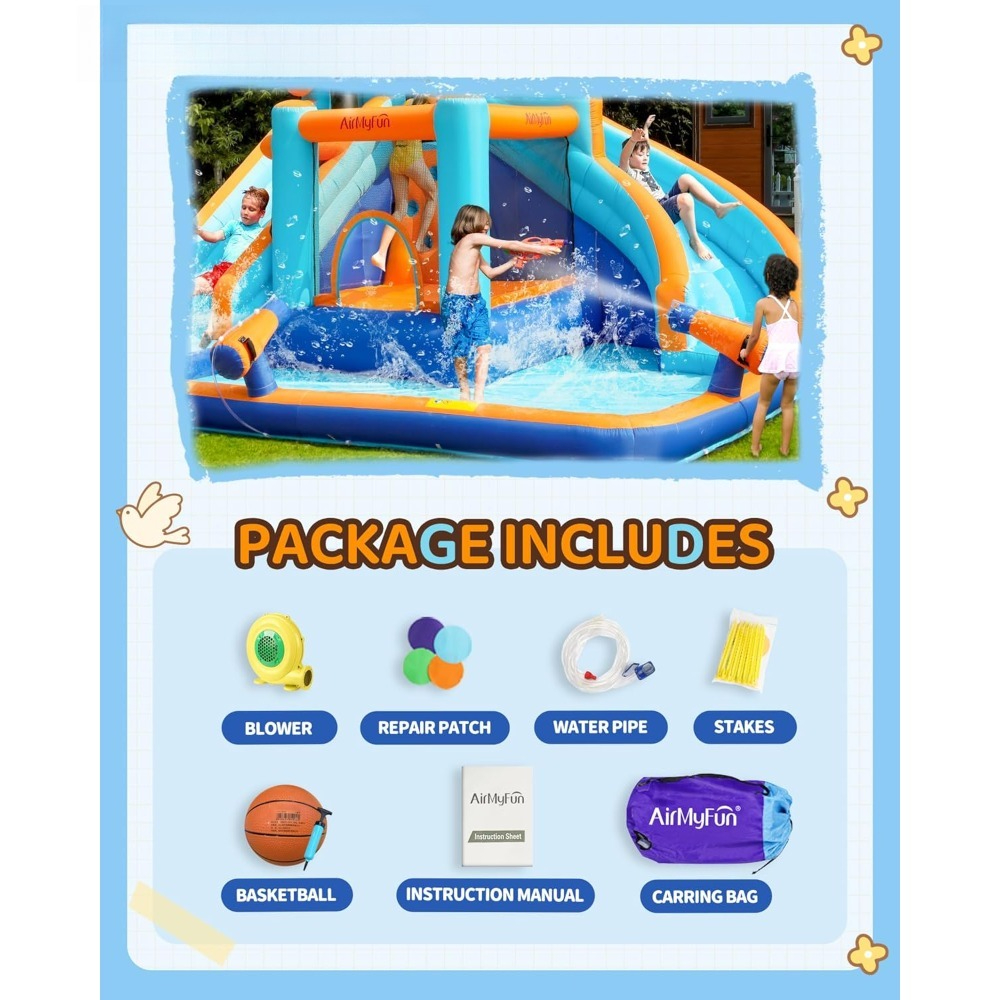 Large Water Slide Bounce House - Kids Outdoor House With Slide ulasan dan harga