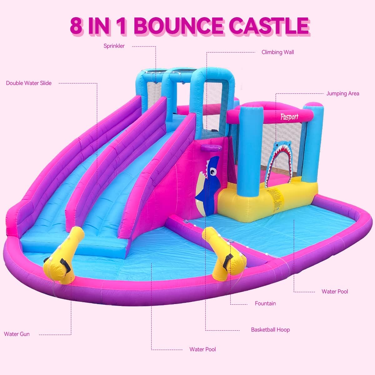 Twin Water Slides Inflatable B - Kids Outdoor House With Slide ulasan dan harga